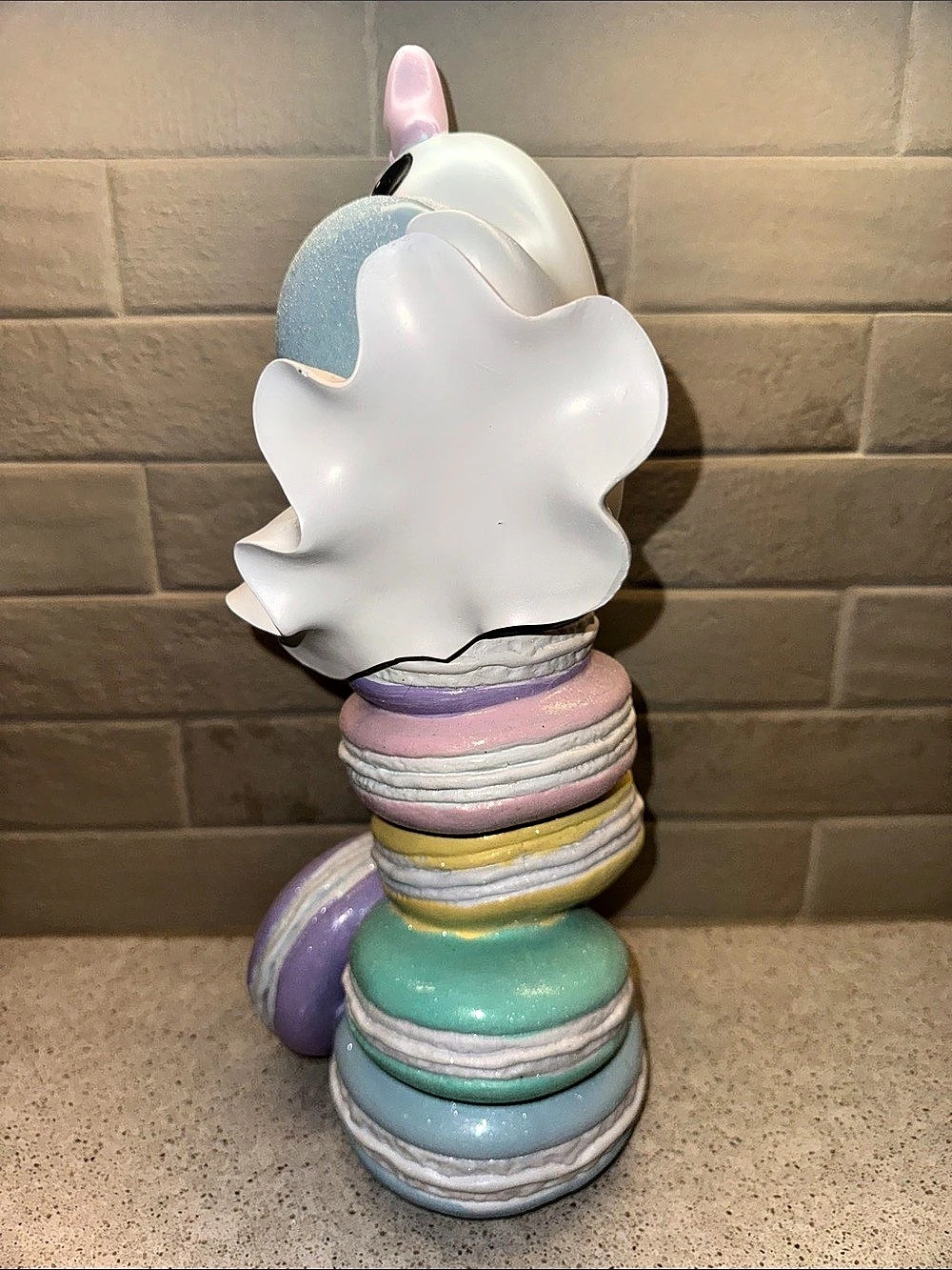 Halloween Ghost with Pink Bow a top Pastel Glitter Macaron Stack Figurine - Picture 4 of 8
